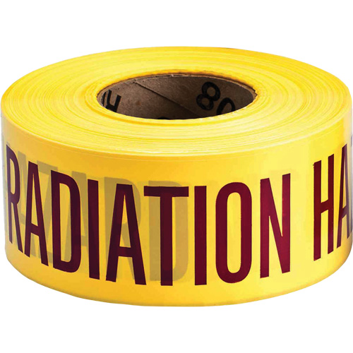 Barricade Tape, English, 3" W x 1000' L, 3 mils, Magenta on Yellow Groupe Belzile Dickner