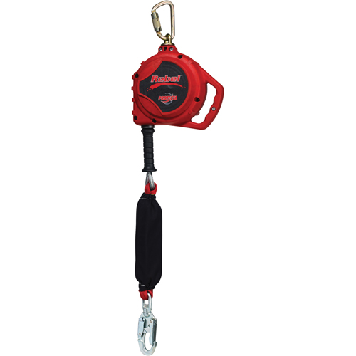 Cordage de s&eacute;curit&eacute; auto-r&eacute;tractable Rebel pour bas de pente, 20', Acier galvanis&eacute;, Pivotant Groupe Belzile Dickner