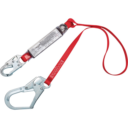 Shock-Absorbing Lanyard, 4', Snap Hook Center, Rebar Hook Leg Ends, Polyester Groupe Belzile Dickner