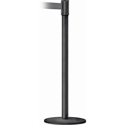 Slimline TensaBarrier&reg; Barrier Post, Steel, 38" H, Black Tape, 7.5' Tape Length Groupe Belzile Dickner