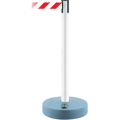 Outdoor TensaBarrier&reg; Barrier Post, Plastic, 37" H, Black/Yellow Tape, 7.5' Tape Length Groupe Belzile Dickner