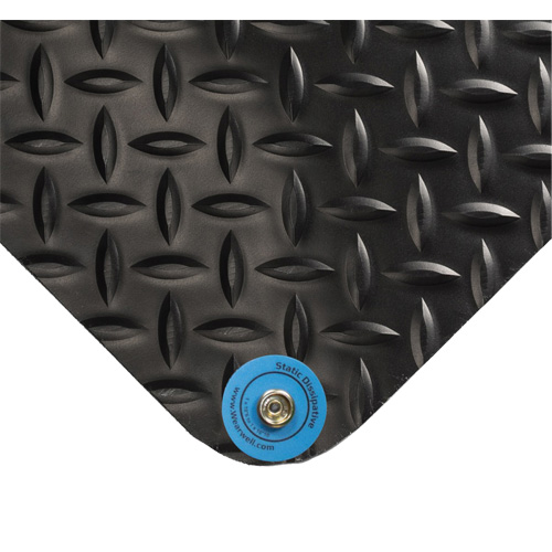 Tapis conducteur d'&eacute;lectricit&eacute; no 786, 3' la x 75' lo x 15/16" &eacute;p, PVC, Losange, Noir Groupe Belzile Dickner