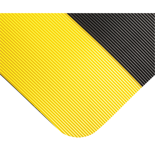 Tapis tr&egrave;s robuste pour panneau de contr&ocirc;le No 720, Ondul&eacute;, 3' x 10' x 5/8", Noir/Jaune, PVC Groupe Belzile Dickner