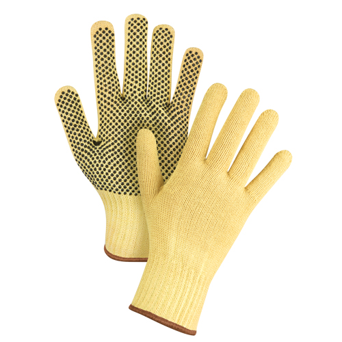 Gants tricot&eacute;s sans couture &agrave; pois, Taille Grand/9, Calibre 7, Rev&ecirc;tement PVC, Enveloppe en Kevlar, ASTM ANSI niveau A2/EN 388 niveau 3 Groupe Belzile Dickner