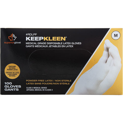 KeepKleen&reg; Disposable Medical Exam Grade Gloves, Large, Latex, 5-mil, Powder-Free, White, Class 2 Groupe Belzile Dickner