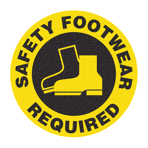 "Safety Footwear" Floor Sign, Adhesive, English with Pictogram Groupe Belzile Dickner