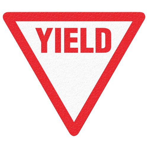 "Yield" Floor Sign, Adhesive, English with Pictogram Groupe Belzile Dickner