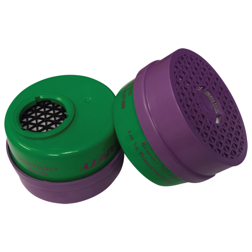 Cartouche pour respirateur, Combinaison cartouche et filtre contre les particules pour gaz/vapeurs, Ammoniac/M&eacute;thylamine/Filtre P100 Groupe Belzile Dickner