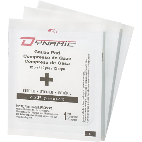Gaze Dynamic, Tampon, 2" lo x 2" la, St&eacute;rile, Dispositif m&eacute;dical Classe 1 Groupe Belzile Dickner