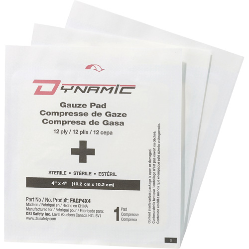 Gaze Dynamic, Tampon, 4" lo x 4" la, St&eacute;rile, Dispositif m&eacute;dical Classe 1 Groupe Belzile Dickner