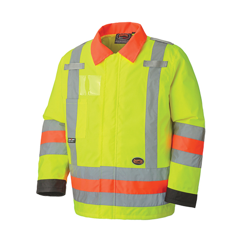 6037 Traffic Control Waterproof Safety Jacket, Polyester, High Visibility Lime-Yellow, X-Small Groupe Belzile Dickner