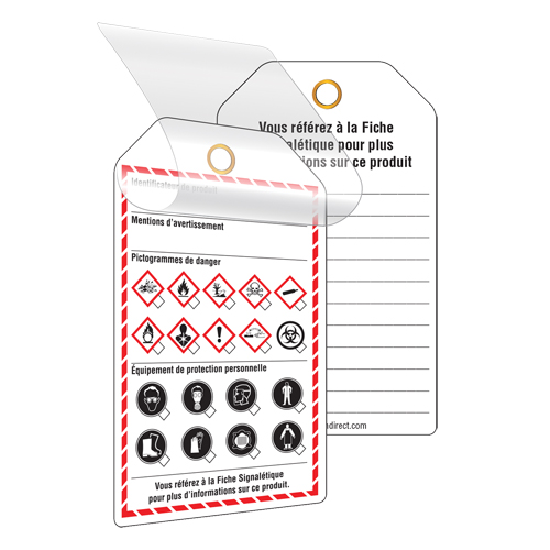 &eacute;tiquettes auto-plastifiantes pour le milieu de travail, Papier cartonn&eacute;, 3-3/8" la x 5-3/4" h, Français Groupe Belzile Dickner