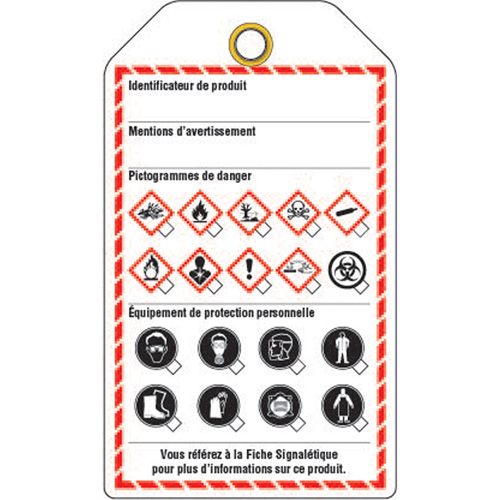 &eacute;tiquettes pour le milieu de travail, Papier cartonn&eacute;, 3-3/8" la x 5-3/4" h, Français Groupe Belzile Dickner