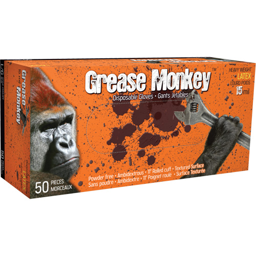 Gants Grease Monkey, Moyen, Latex, 15 mils, Sans poudre, Bleu Groupe Belzile Dickner