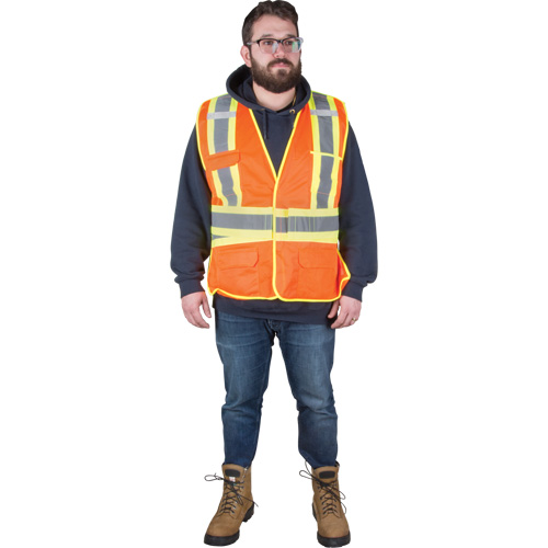 Flame-Resistant Surveyor Vest, High Visibility Orange, Medium, Polyester Groupe Belzile Dickner