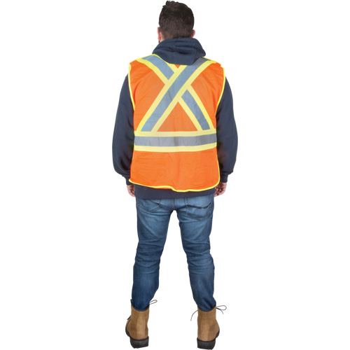 Flame-Resistant Surveyor Vest, High Visibility Orange, Medium, Polyester Groupe Belzile Dickner