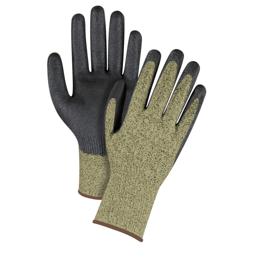 Black & Yellow Seamless Stretch Cut-Resistant Gloves, Size Large/9, 13 Gauge, Foam Nitrile Coated, Aramid Shell, ASTM ANSI Level A6 Groupe Belzile Dickner