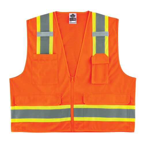 GloWear&reg; 8248Z Two-Tone Surveyors Vest, High Visibility Orange, Medium/Small, Polyester Groupe Belzile Dickner