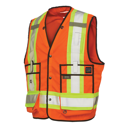 Surveyor Safety Vest, High Visibility Orange, Large, Polyester Groupe Belzile Dickner
