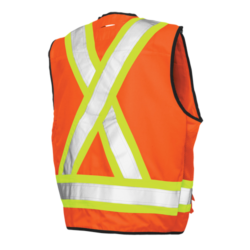 Surveyor Safety Vest, High Visibility Orange, Large, Polyester Groupe Belzile Dickner