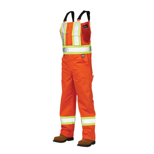 Salopettes de s&eacute;curit&eacute; non doubl&eacute;e, Poly-coton, Grand, Orange haute visibilit&eacute; Groupe Belzile Dickner