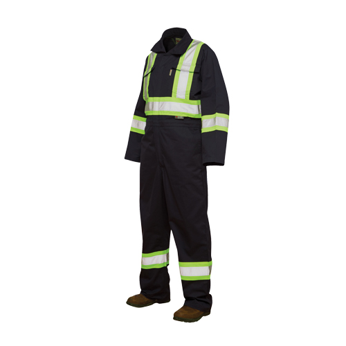 Unlined Safety Coveralls, Large, Navy Blue Groupe Belzile Dickner