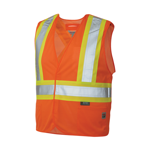 Veste de s&eacute;curit&eacute; d&eacute;tachable en cinq points, Orange haute visibilit&eacute;, Grand/T-Grand, Polyester Groupe Belzile Dickner