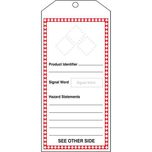 GHS Jumbo Safety Tag, Cardstock, 3-7/8" W x 8-1/2" H, English Groupe Belzile Dickner