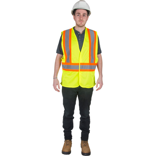 Traffic Safety Vest, High Visibility Lime-Yellow, Medium, Polyester Groupe Belzile Dickner