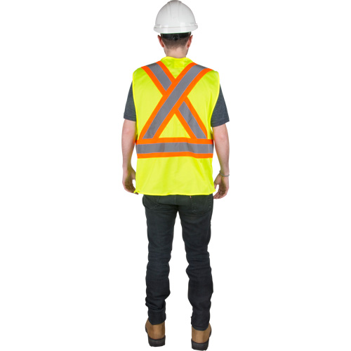Traffic Safety Vest, High Visibility Lime-Yellow, Medium, Polyester Groupe Belzile Dickner