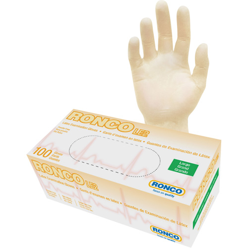 Gants jetables, Grand, Latex, 4 mils, Sans poudre, Naturel, Classe 2 Groupe Belzile Dickner