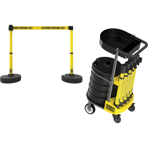 PLUS Barrier Post Cart Kit with Tray, 75' L, Metal, Yellow Groupe Belzile Dickner