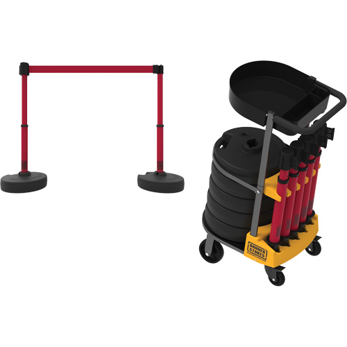 PLUS Barrier Post Cart Kit with Tray, 75' L, Metal, Yellow Groupe Belzile Dickner
