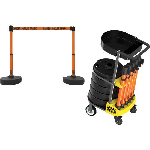 PLUS Barrier Post Cart Kit with Tray, 75' L, Metal, Orange Groupe Belzile Dickner