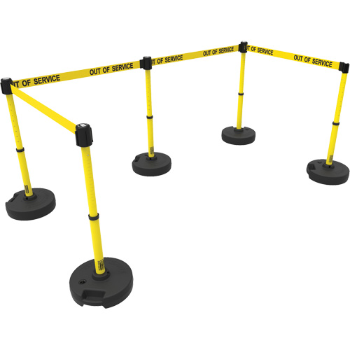 PLUS Barrier Post Set X5, Plastic, 42" H, Yellow Tape, 15' Tape Length Groupe Belzile Dickner