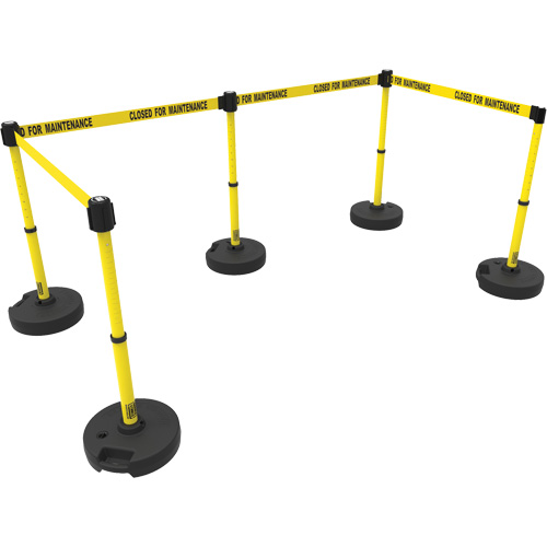 Ensemble de cinq montants pour barri&egrave;re PLUS, Plastique, 42" h, Ruban Jaune, Longueur du ruban 15' Groupe Belzile Dickner