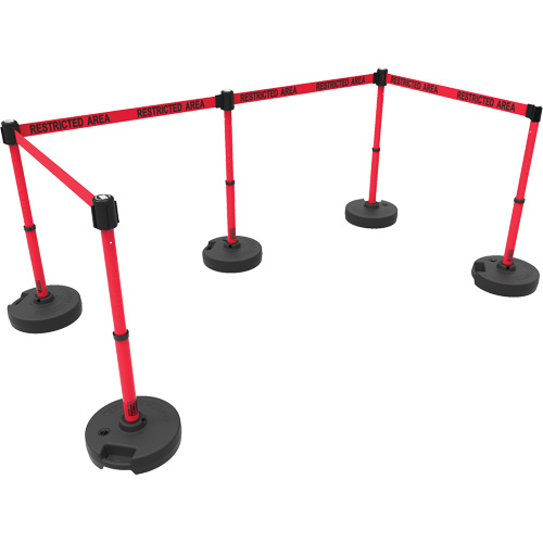 PLUS Barrier Post Set X5, Plastic, 42" H, Red Tape, 15' Tape Length Groupe Belzile Dickner
