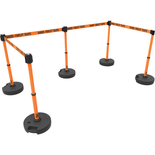 PLUS Barrier Post Set X5, Plastic, 42" H, Orange Tape, 15' Tape Length Groupe Belzile Dickner