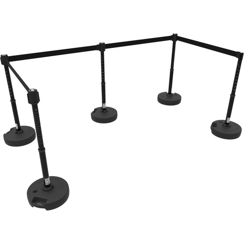 Ensemble de cinq montants pour barri&egrave;re PLUS, Plastique, 42" h, Ruban Noir, Longueur du ruban 15' Groupe Belzile Dickner