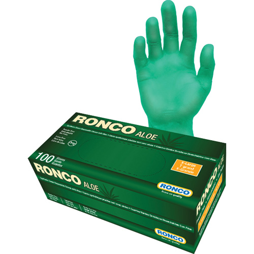 Disposable Gloves with Aloe, X-Large, Vinyl, 5-mil, Powder-Free, Green Groupe Belzile Dickner