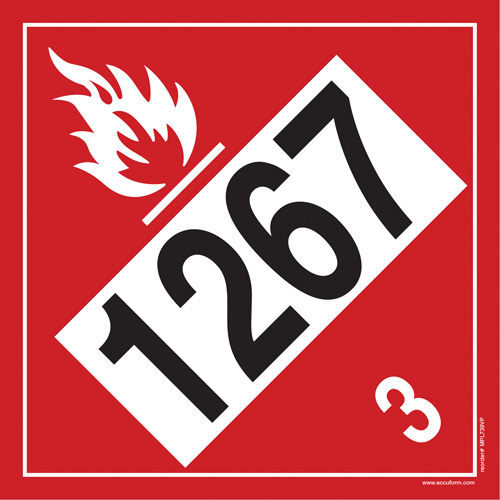 Plaque-&eacute;tiquette TMD 1267 pour liquide inflammable p&eacute;trole brut, Plastique Groupe Belzile Dickner