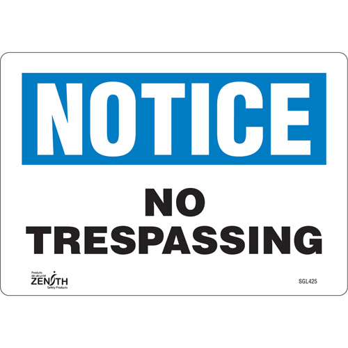 "No Trespassing" Sign, 7" x 10", Vinyl, English Groupe Belzile Dickner