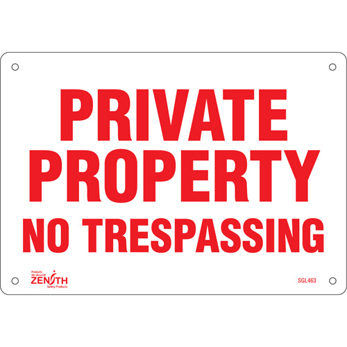 "Private Property" Sign, 7" x 10", Aluminum, English Groupe Belzile Dickner