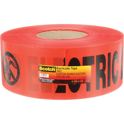 Ruban pour barri&egrave;res pour services publics souterrains Scotch, Anglais, 3" la x 1000' lo, 4 mils, Noir/rouge Groupe Belzile Dickner