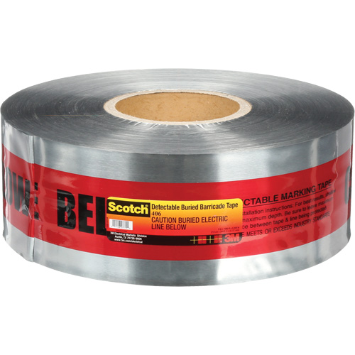 Scotch&reg; Detectable Buried Barricade Tape, English, 3" W x 1000' L, 5 mils, Black on Red Groupe Belzile Dickner