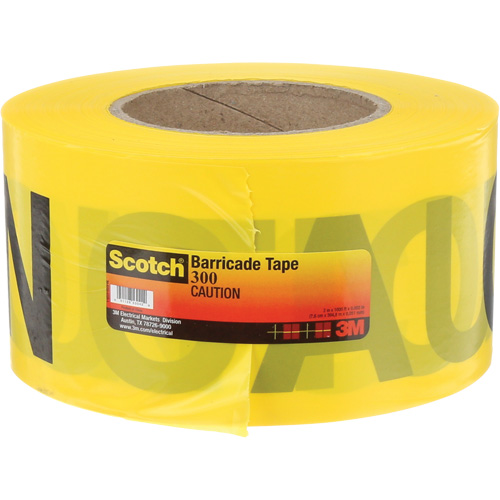 Ruban pour barri&egrave;res pour services publics souterrains Scotch, Anglais, 3" la x 1000' lo, 2 mils, Noir sur jaune Groupe Belzile Dickner