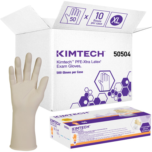 Gants m&eacute;dicaux Kimtech XTRA-PFE, T-Grand, Latex, 6 mils, Sans poudre, Blanc, Classe 2 Groupe Belzile Dickner