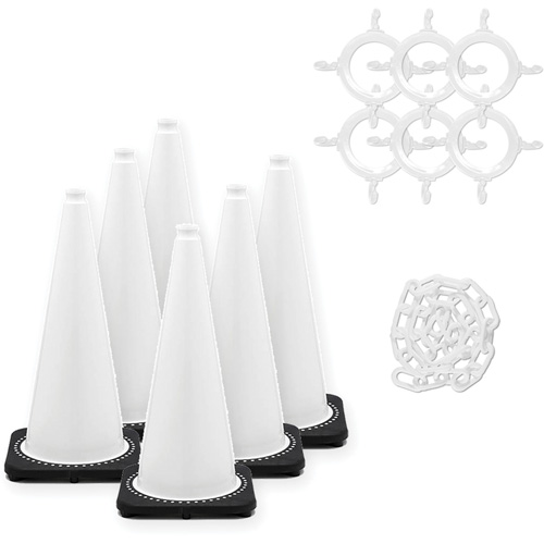 Ensemble de c&ocirc;nes de signalisation et chaînes, 28", Blanc Groupe Belzile Dickner