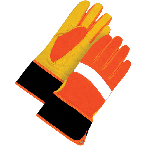 High Visibility Gloves, Size Large, Grain Leather Palm Groupe Belzile Dickner