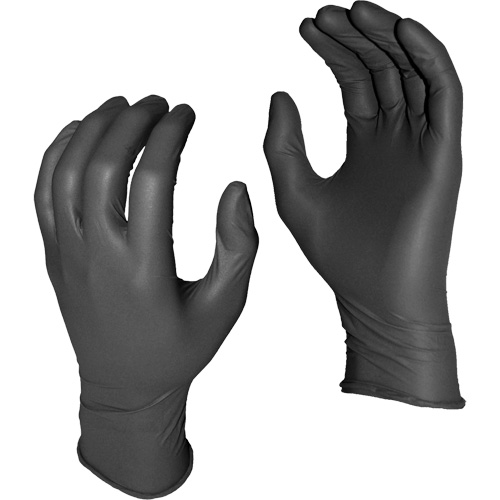 Gants jetables Grease Monkey, Moyen, Nitrile, 5 mils, Sans poudre, Noir Groupe Belzile Dickner